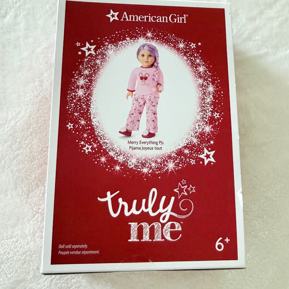 American Girl Merry Everything PJs Kids 18 Inch Doll Pink Candy Cane Holiday Set